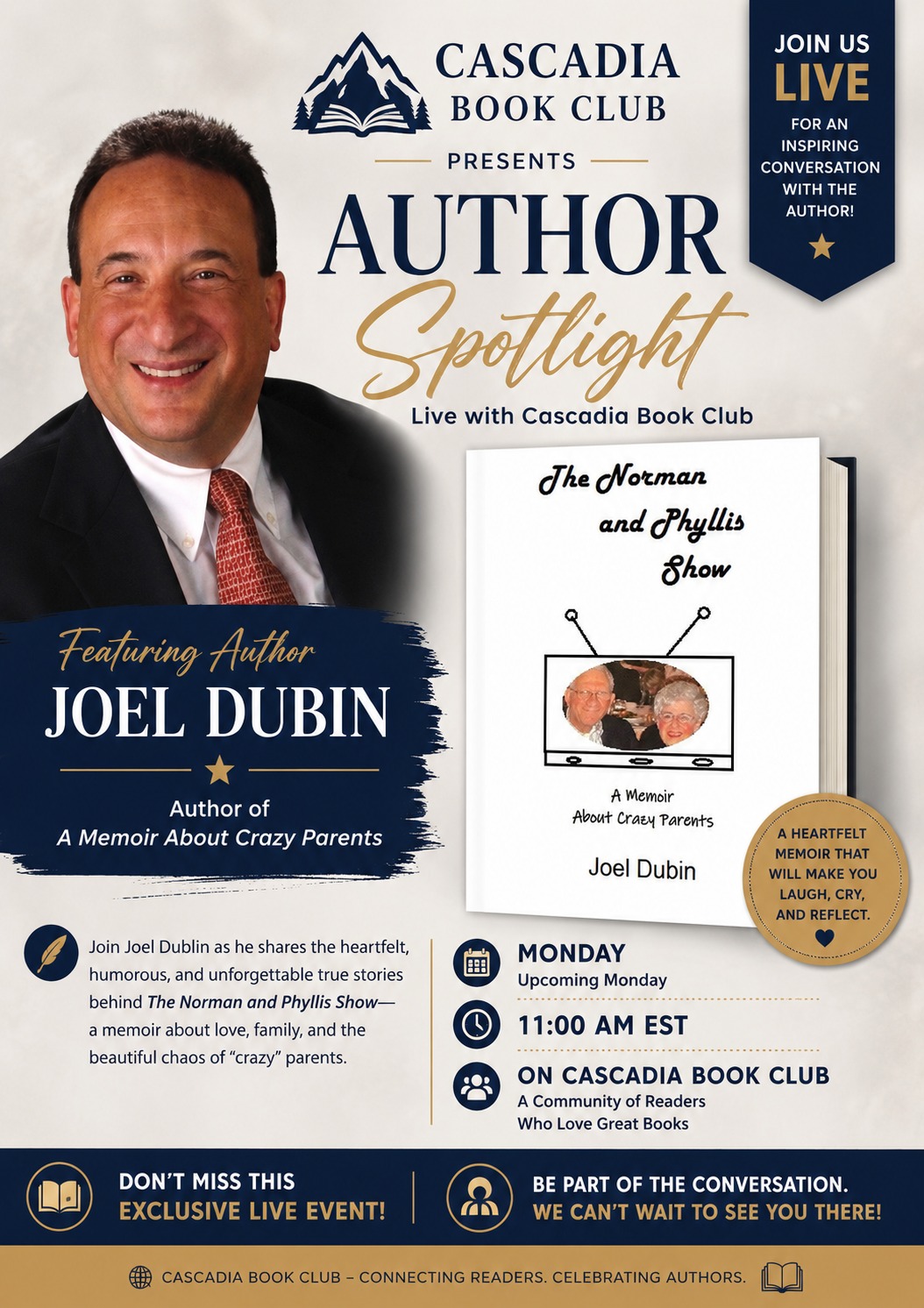 Joel Dubin Author Spotlight — Live with Cascadia Book Club